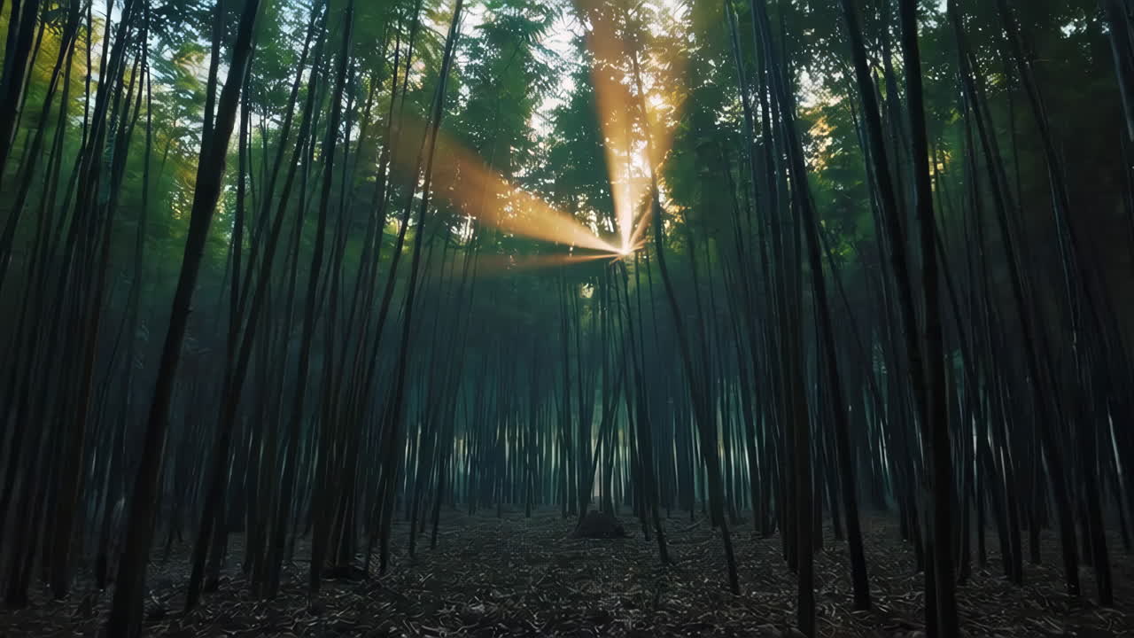 Sunbeams in a Bamboo Forest