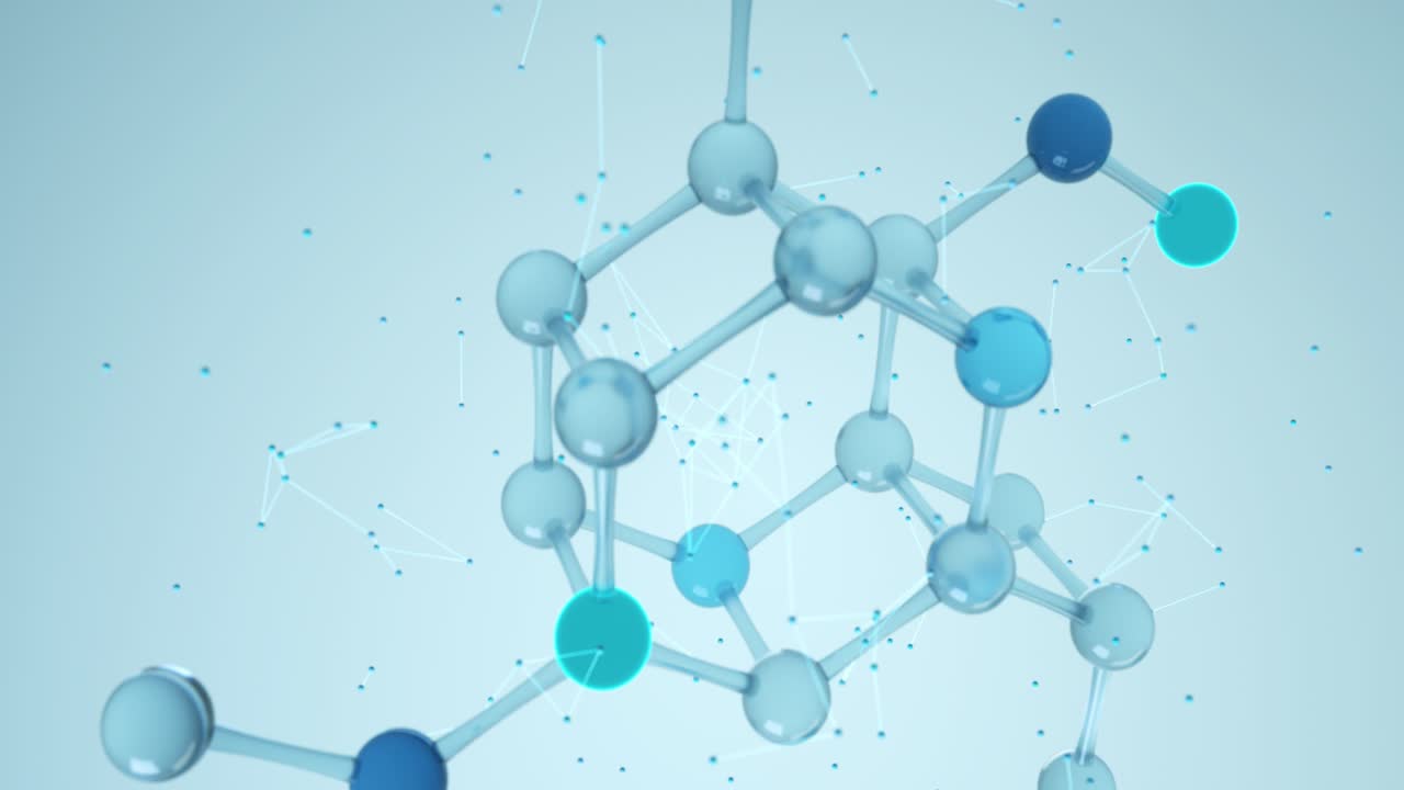 moléculas y biología, concepto biológico, renderización en 3d.