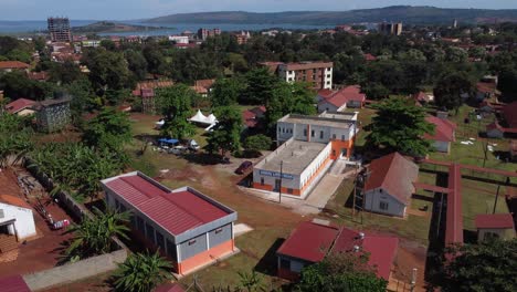 drone shot of a hospital in uganda, africa