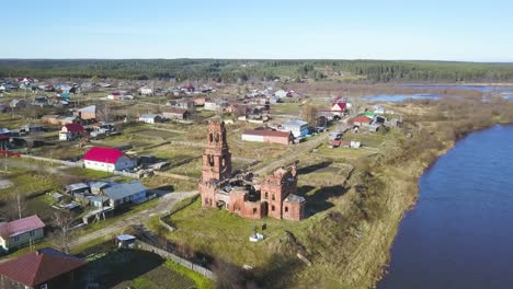 ruined church in a russian village