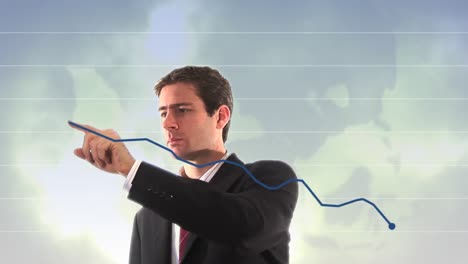 imágenes de stock de un hombre de negocios que muestra un gráfico ascendente