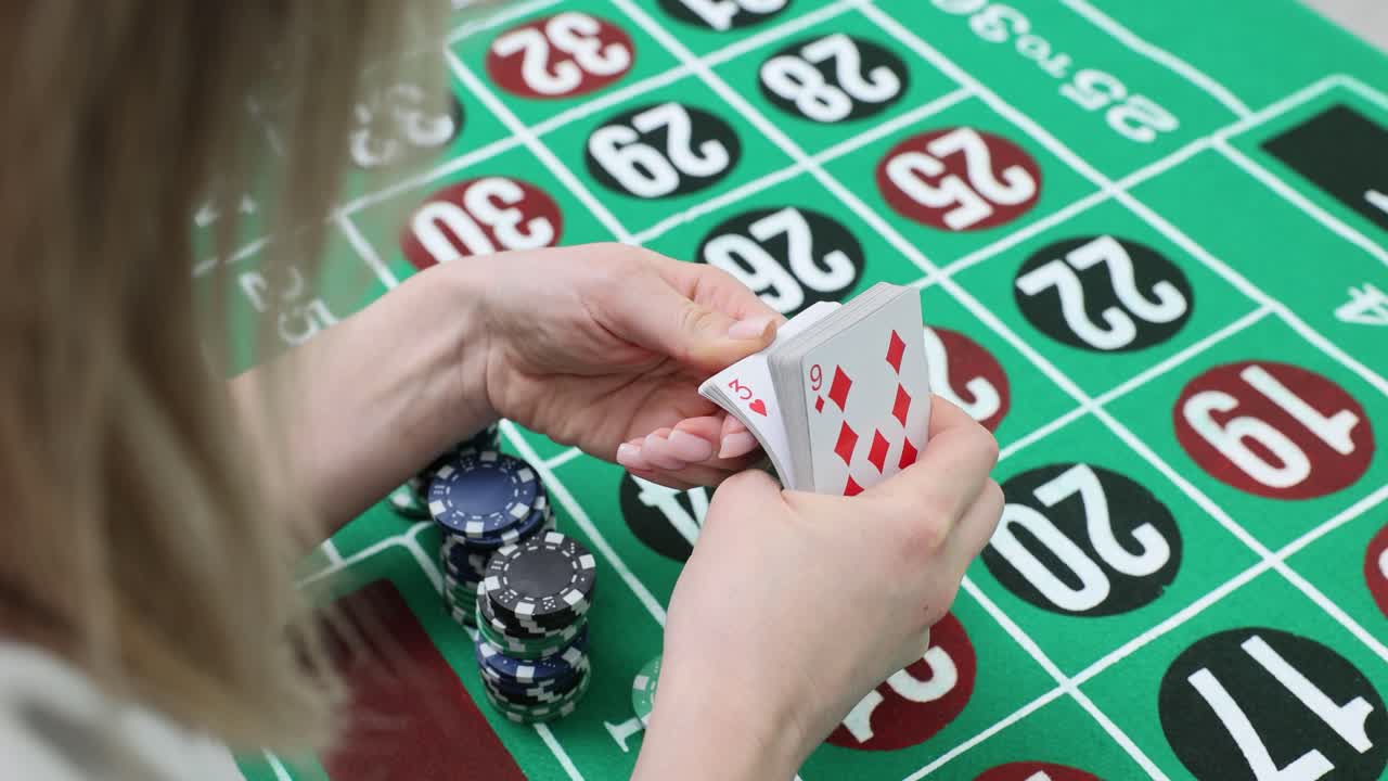 Casino Table Game with Cards and Chips