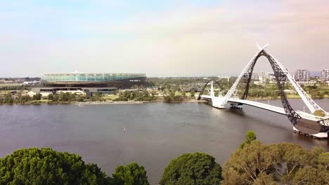 aerial view of optus stadium and matagarup bridge in perth, australia