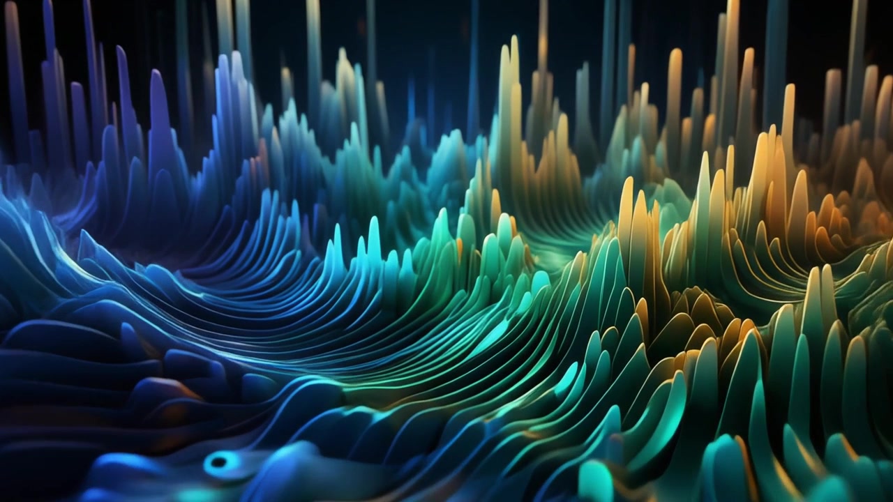 Abstract Digital Sound Wave Visualization with Glowing Particles