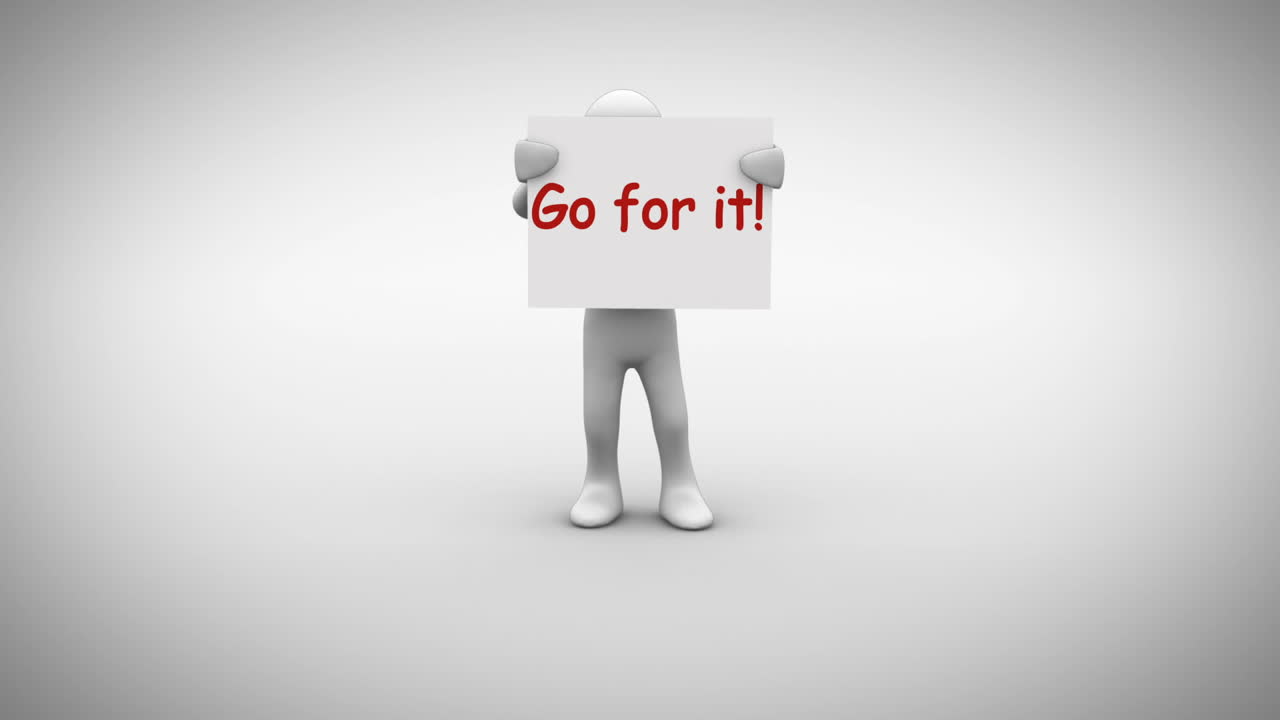 색 문자 들고 있는 표지판 에 "그걸 해봐"라고 적혀 있다