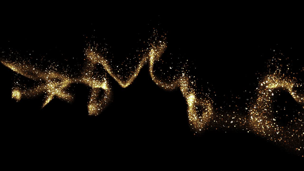 황금 하늘, 추상적인 별 먼지, 스모키 파동 입자, 3d 입자와 함께 나노 동적 흐름, 스모기 동적 파동 효과