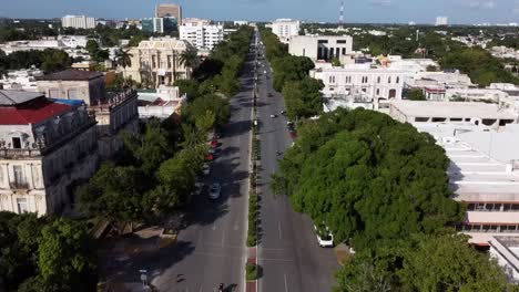 aerial view of the main avenue of merida city mexico