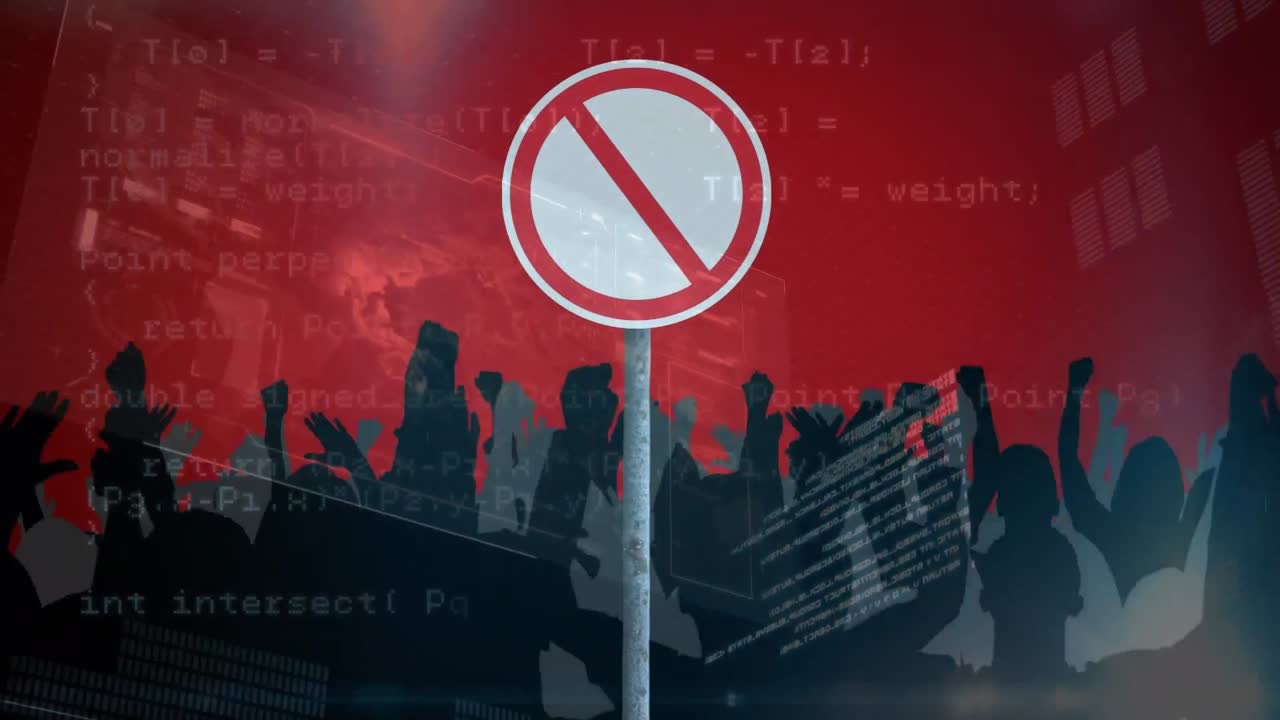 데이터 처리 및 도로 표지판의 애니메이션, 손을 들어 올리는