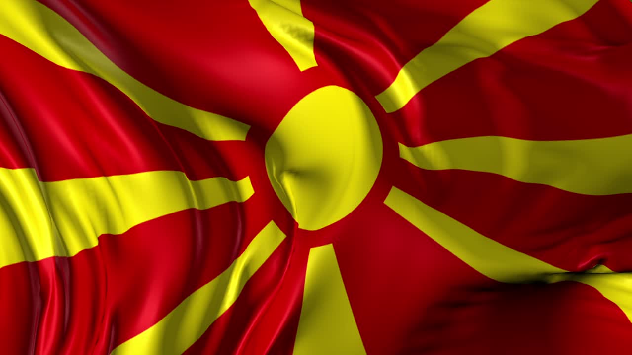 Vacker 3D-animering av Makedoniens flagga i loopläge