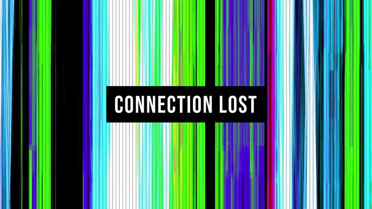 Connection Lost Text Overlay on Glitchy Vertical Color Bars