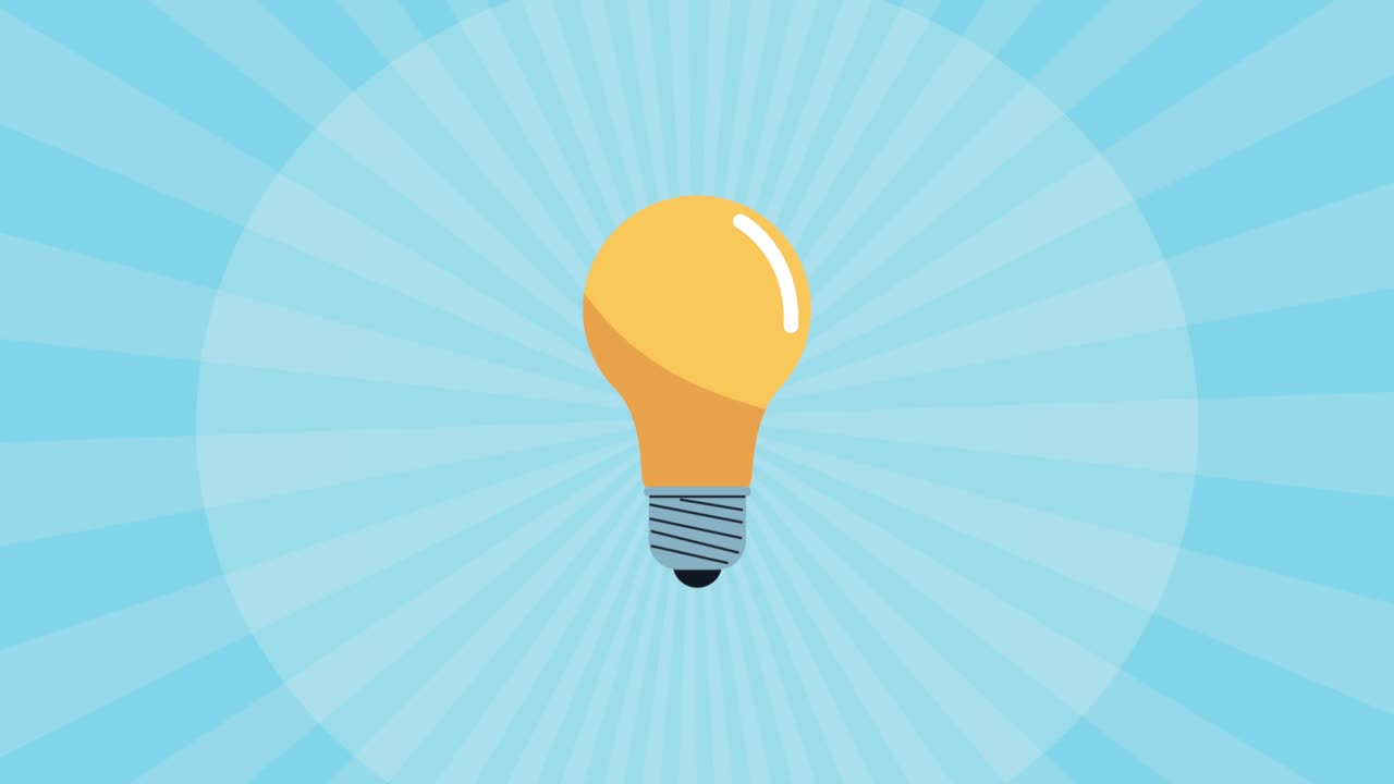 animación de la idea creativa de la bombilla
