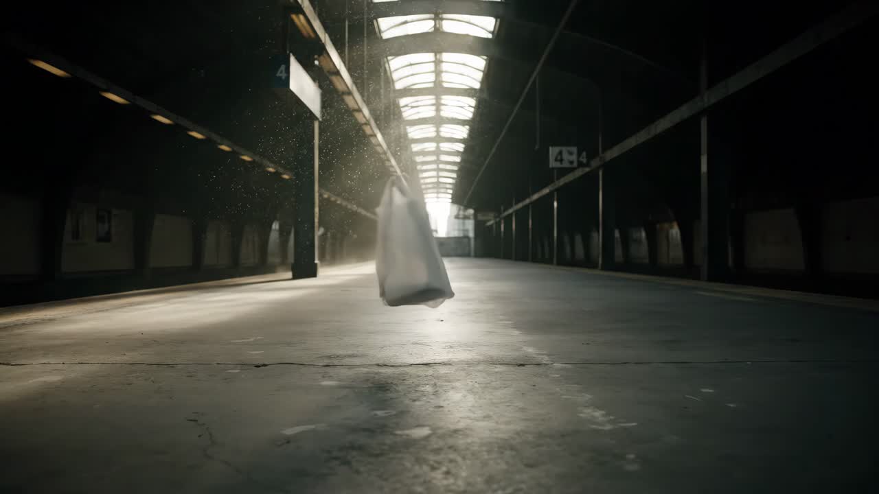 A Lonely Plastic Bag at a Subway Station