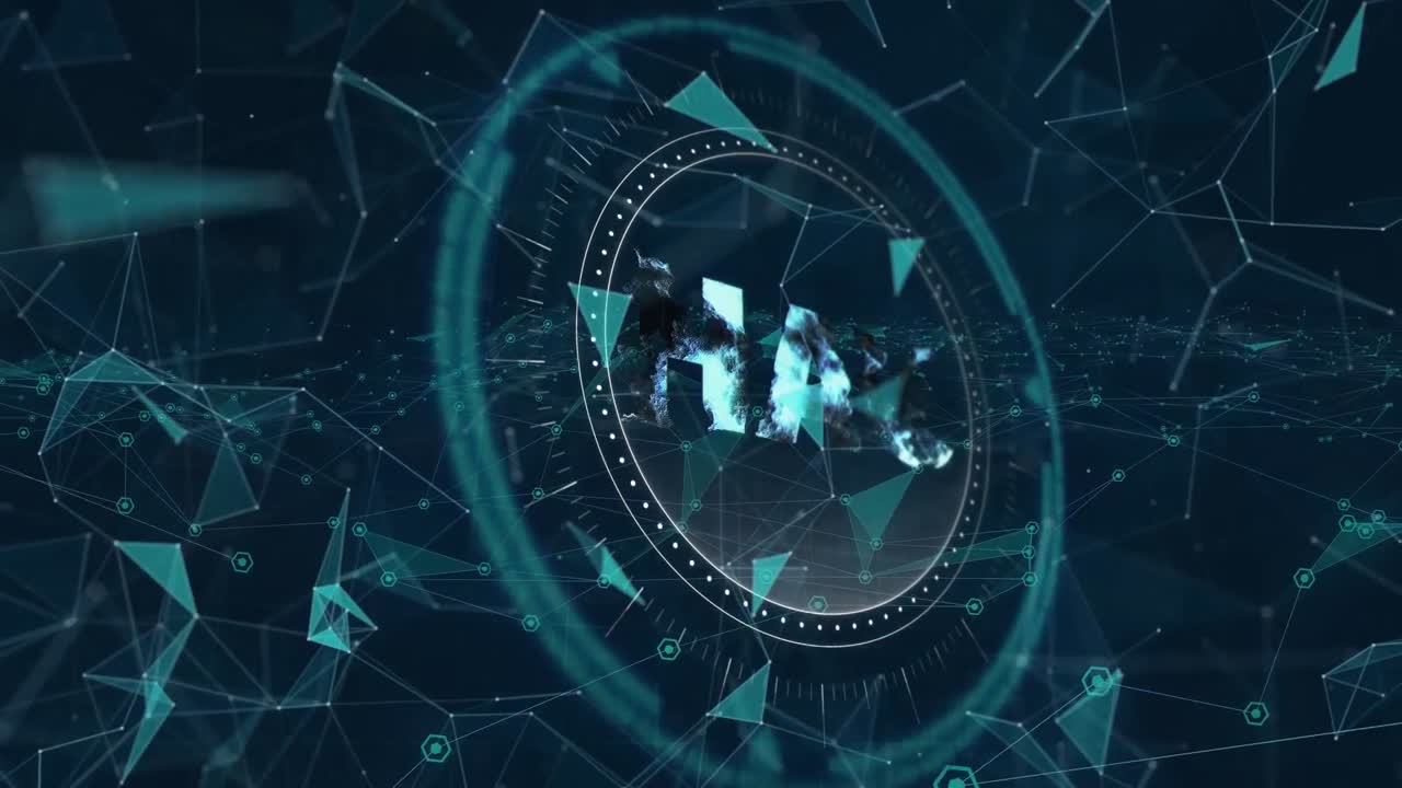 Animation of uah text and shapes on black background