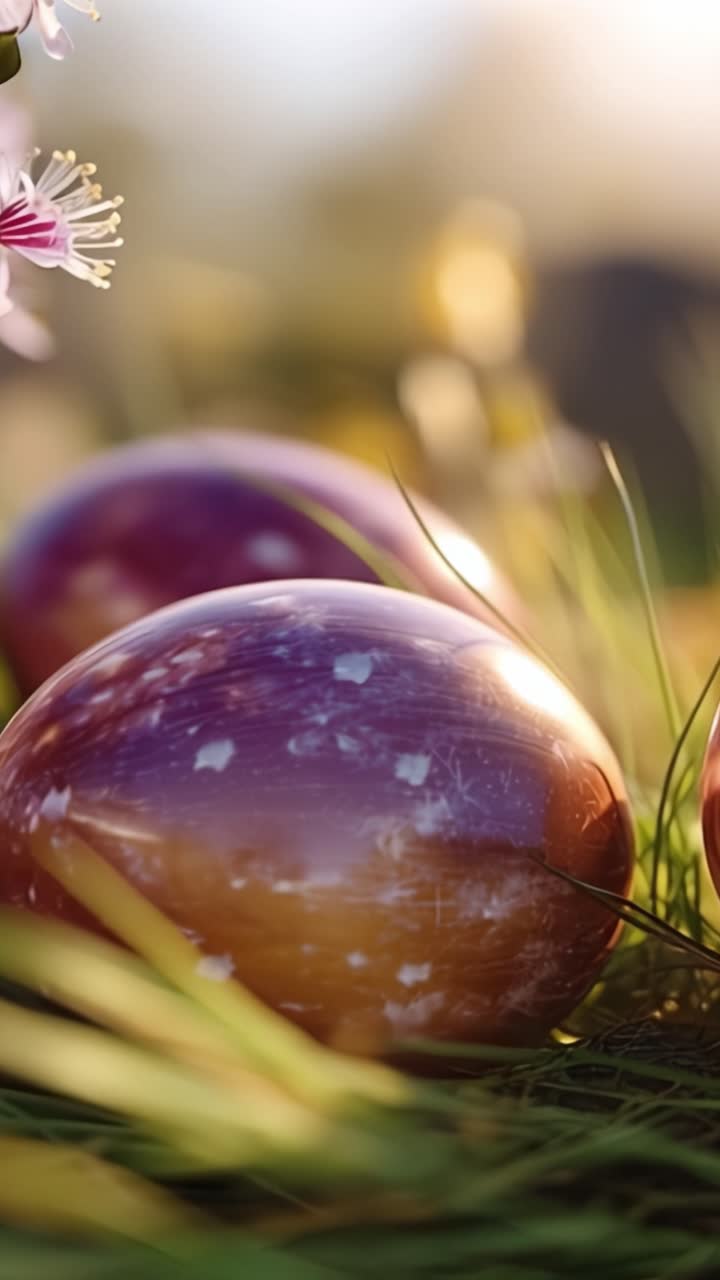 Two Colorful Spheres Resting on Lush Green Grass Surrounded by Nature's Vibrant Colors Captured in a Serene, Sunlit Environment