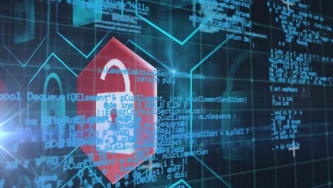 video de la interfaz digital y los iconos de candado sobre la cuadrícula