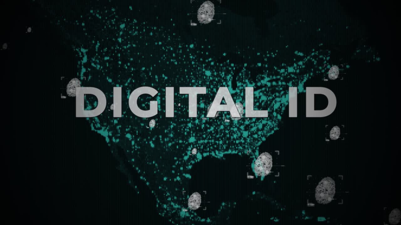 Digital ID Text in front of America Earth Map as a background