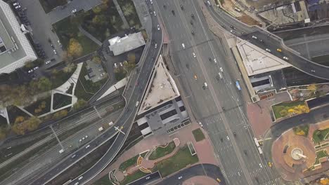 aerial view of city intersection