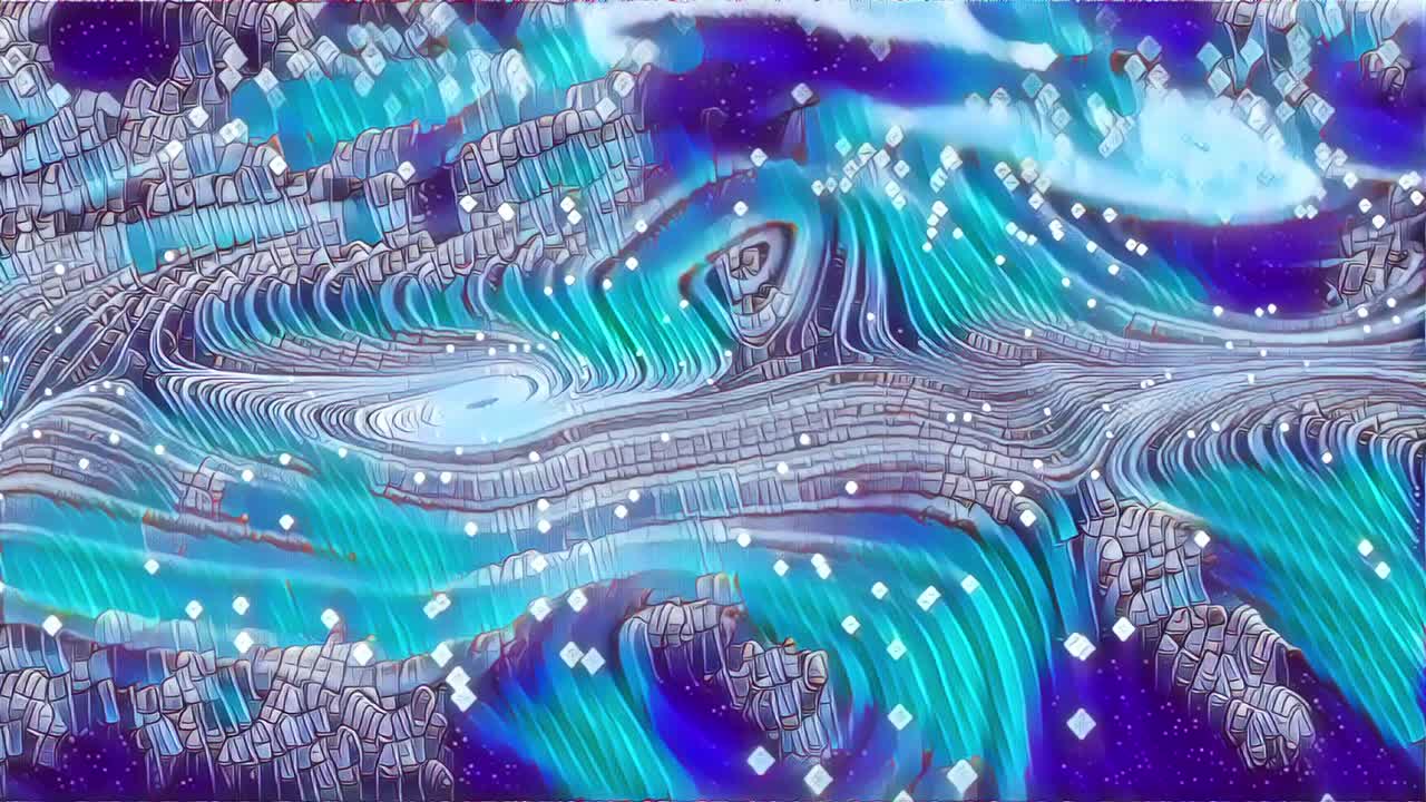 움직이는 파란색과 보라색 액체 페인트의 추상 애니메이션의 원활한 루프