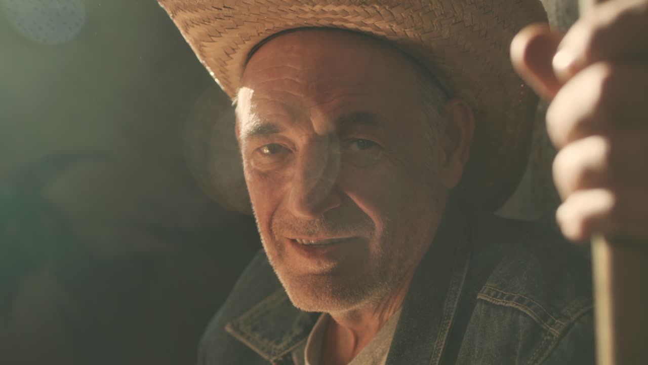 Senior Man in Straw Hat