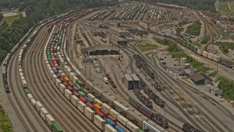 Atlanta-Georgia-Aerial-v657-dolly-in-shot-of-train-depot,-warehouse-and-parking---DJI-Inspire-2,-X7,-6k---August-2020