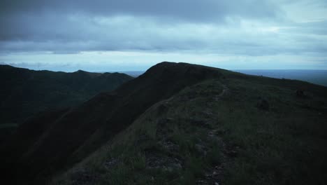 moving along the path on the ridge of a mountain