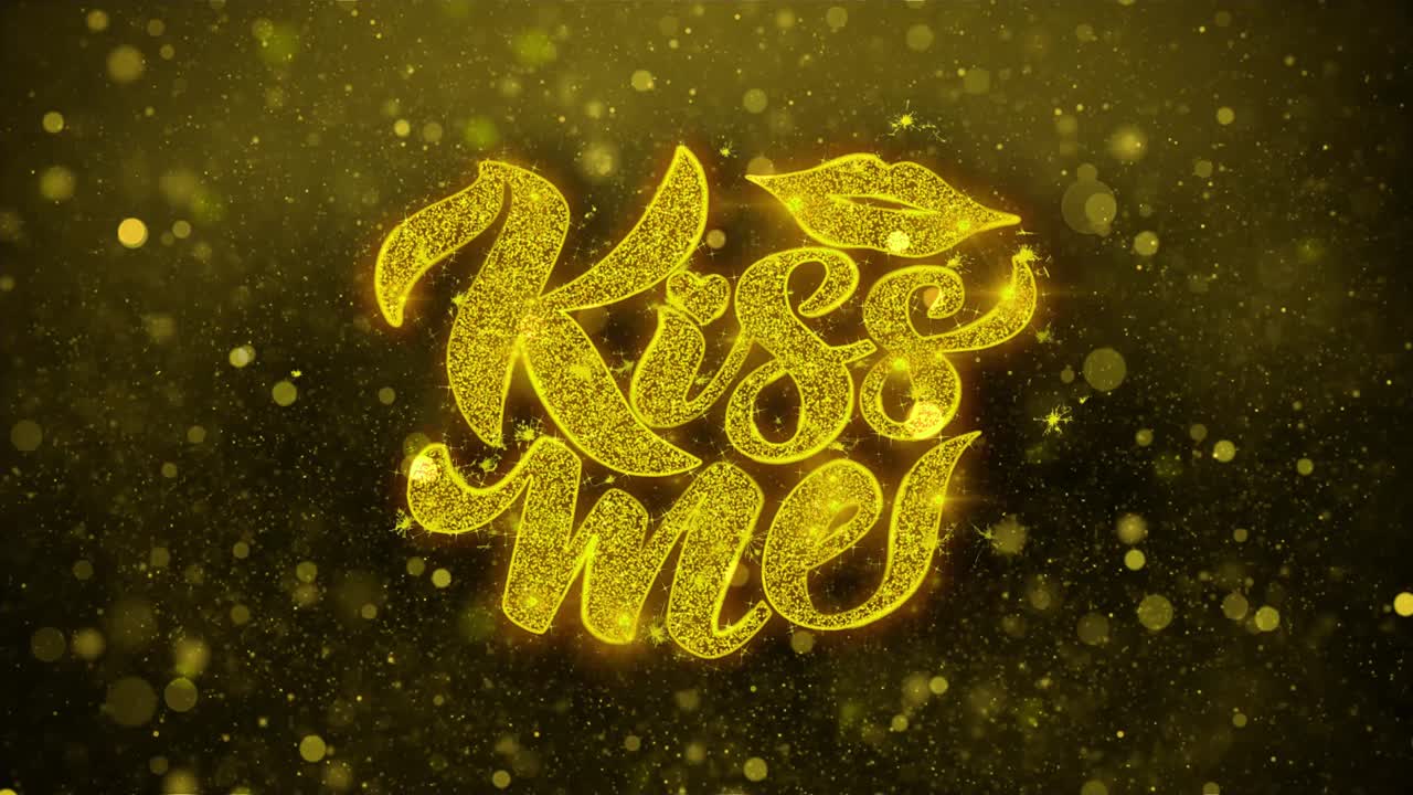 Kiss Me - Gold Glitter Text