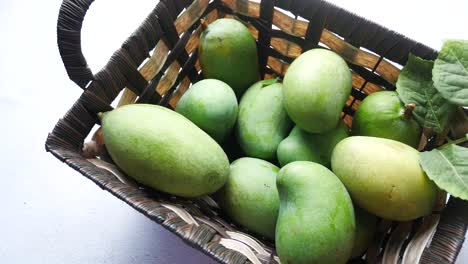 fresh mangoes in a basket