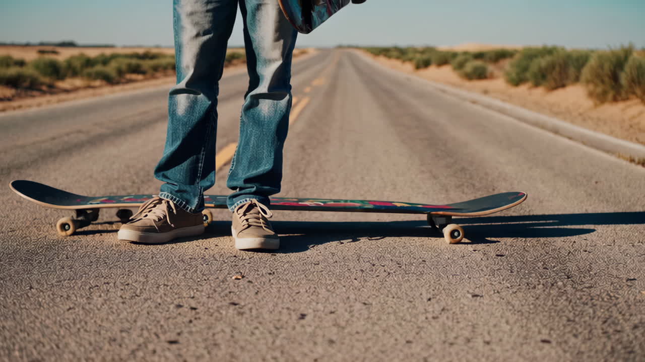 Person with skateboard on a road