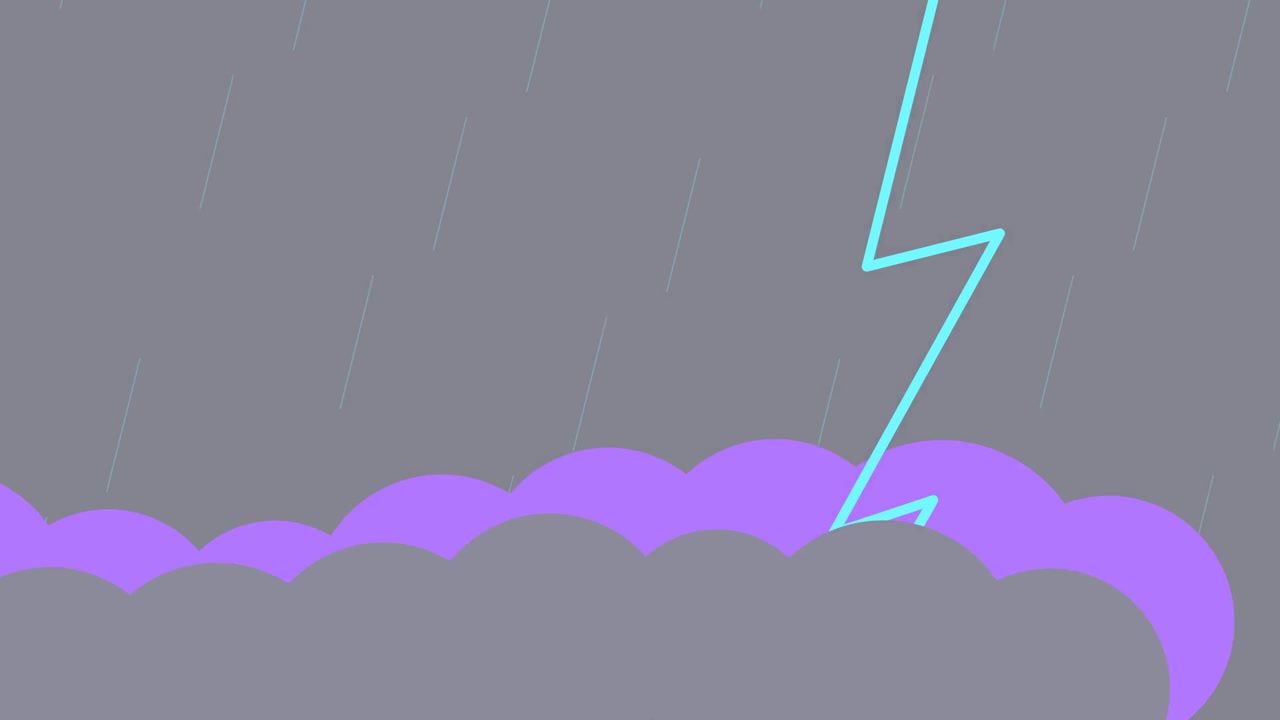 Tempestade de chuva animada com relâmpagos
