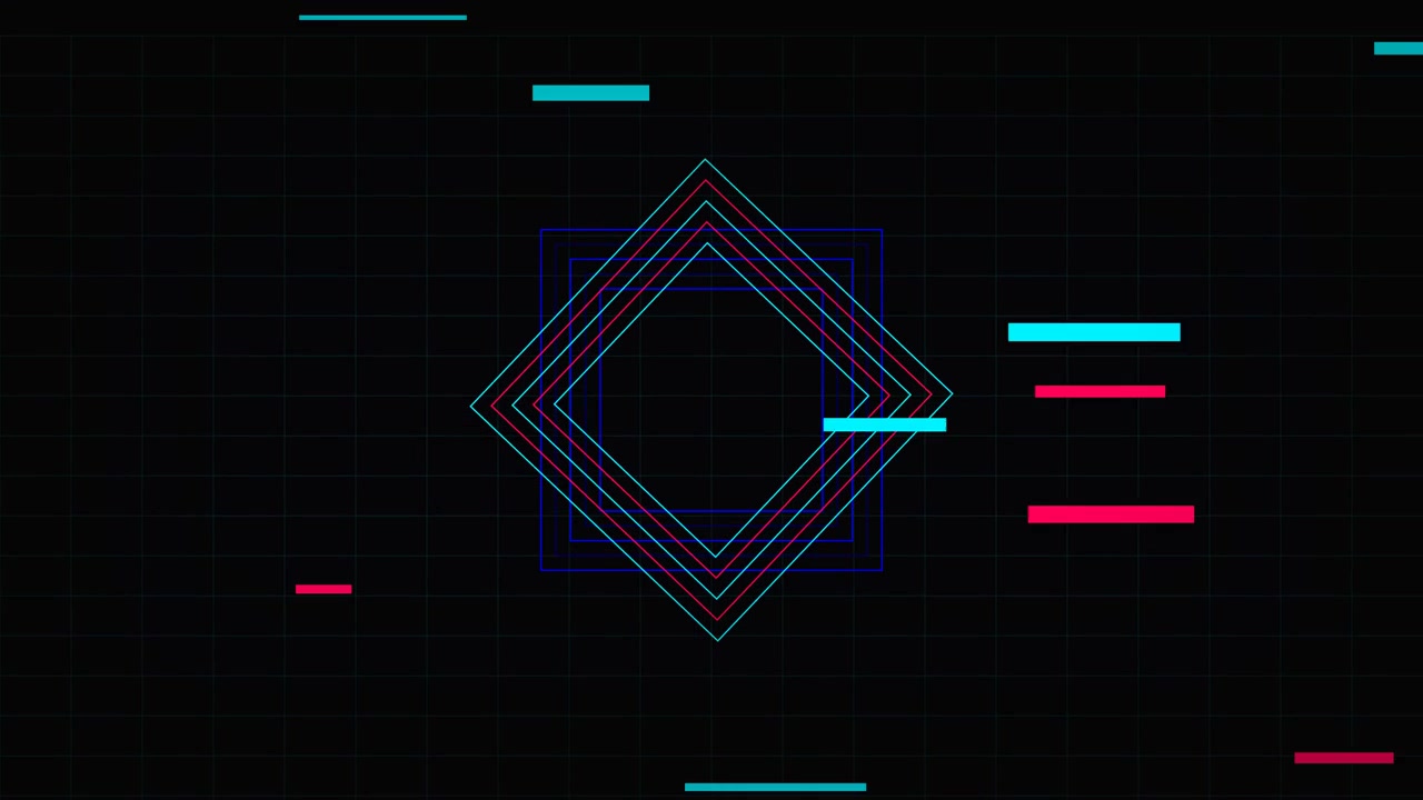 Abstract Glitch Animation with Rotating Geometric Squares