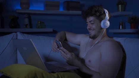 young man chatting with his girlfriend.