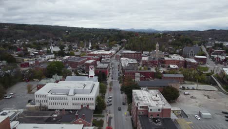 aerial view of street, federal government office, city courthouse and houses in montpelier, vermont, washington, usa