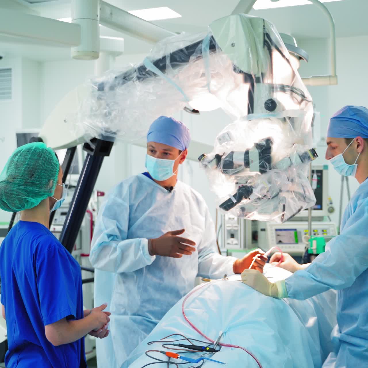 Surgeons working in operating room