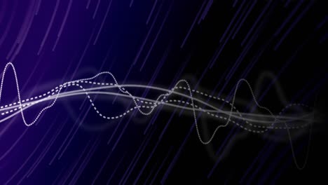 animación de gráfico blanco en movimiento y senderos púrpuras sobre fondo negro