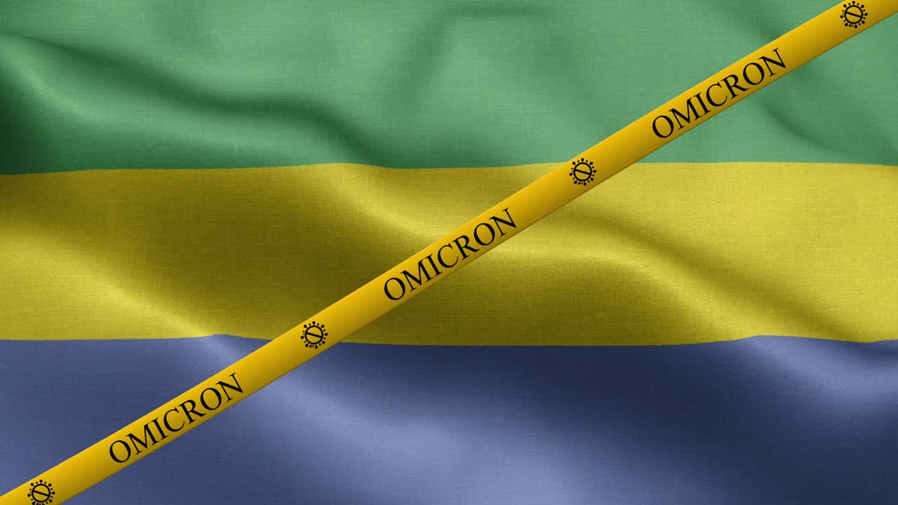 variante omicron y franja de prohibición en la bandera de gabón