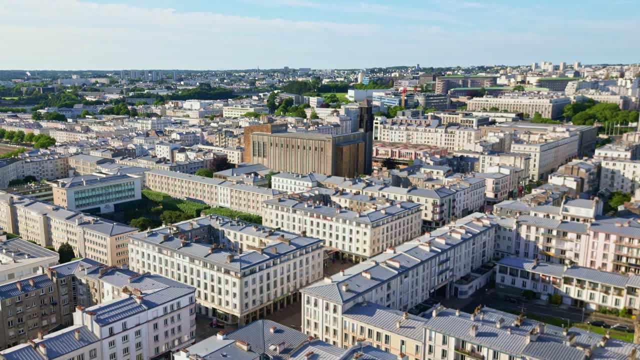 Panorama drone view about city center of the Siam sector of Brest, Finistère, France