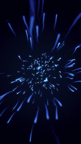 particles in the form of sperm fly on a blue background. vertical looped video