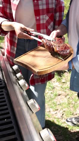 friends grilling steak