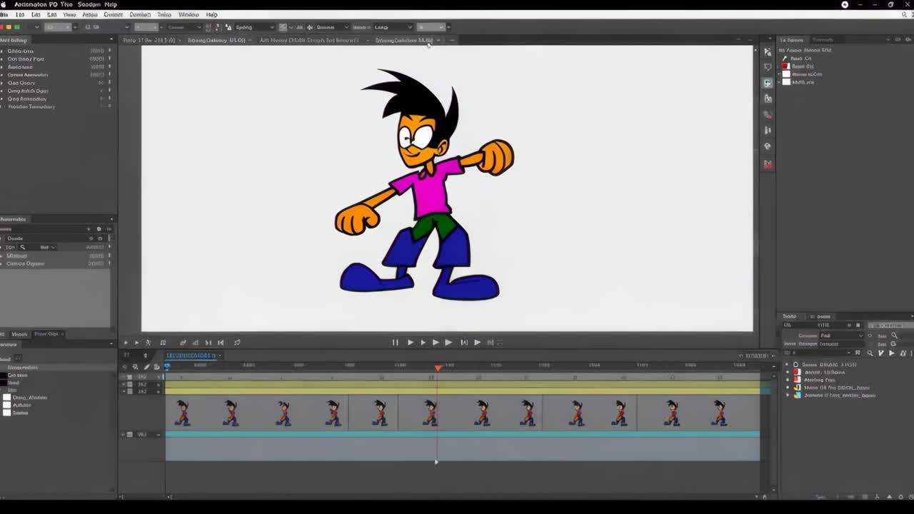 Animated Character Walking in 2D Animation Software