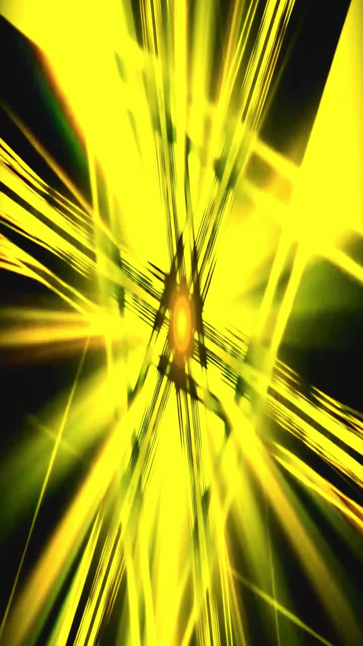 Bright Yellow Abstract Geometric Light Tunnel Loop