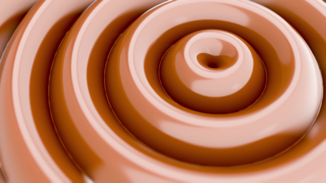 el movimiento de ondas circulares de chocolate caliente desde el centro hasta los bordes
