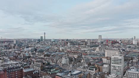 rising drone shot of st james soho central london westminster