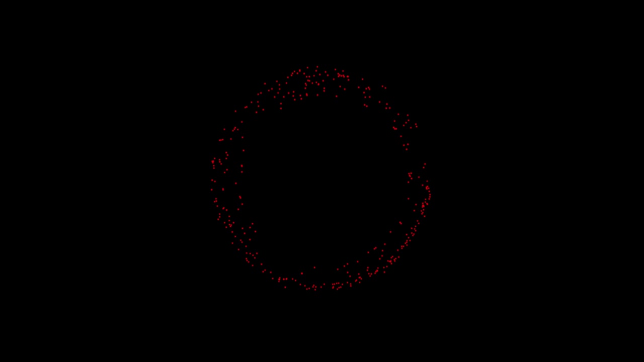 tecnología abstracta fondo de círculo rojo hecho de líneas animadas y puntos, partículas.