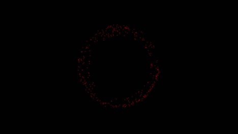 tecnología abstracta fondo de círculo rojo hecho de líneas animadas y puntos, partículas.