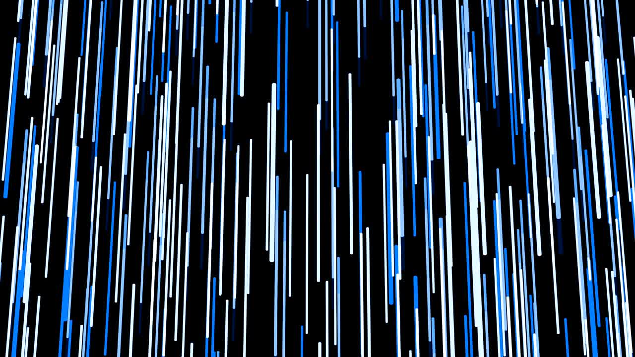 Abstract blue rain, seamless loop 3d animation on black background.