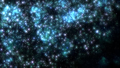 estrellas azules con efecto nebulosa y brillos en galaxia oscura