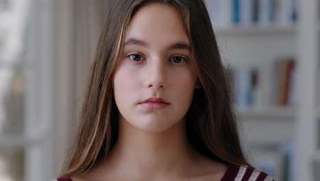 portrait beautiful teenage girl in at home looking serious teen self image concept
