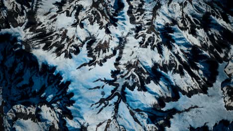 Aerial-view-of-snow-mountain-range-landscape