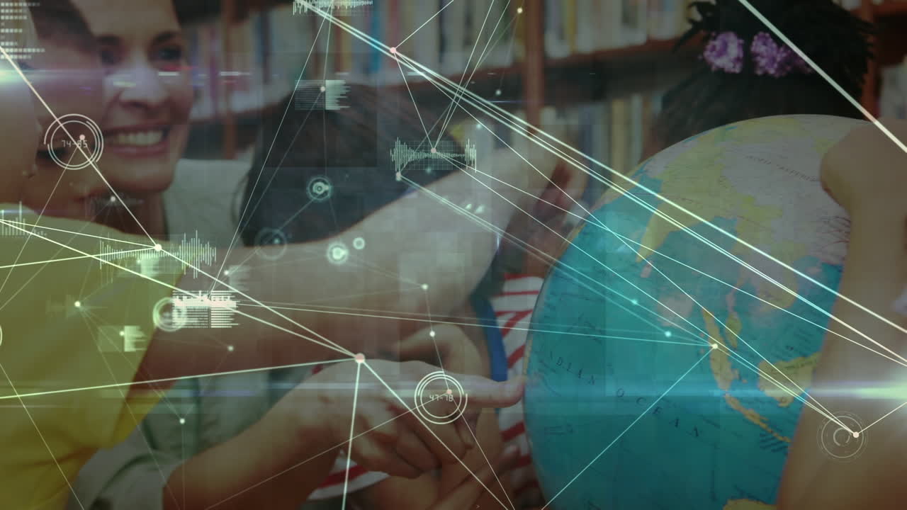 animación de redes de conexiones a través de diversas maestras y escolares que leen el mundo