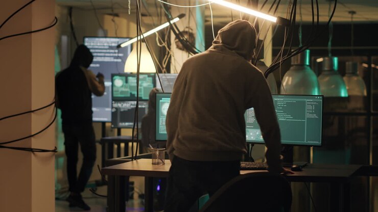 Hackers working on computers